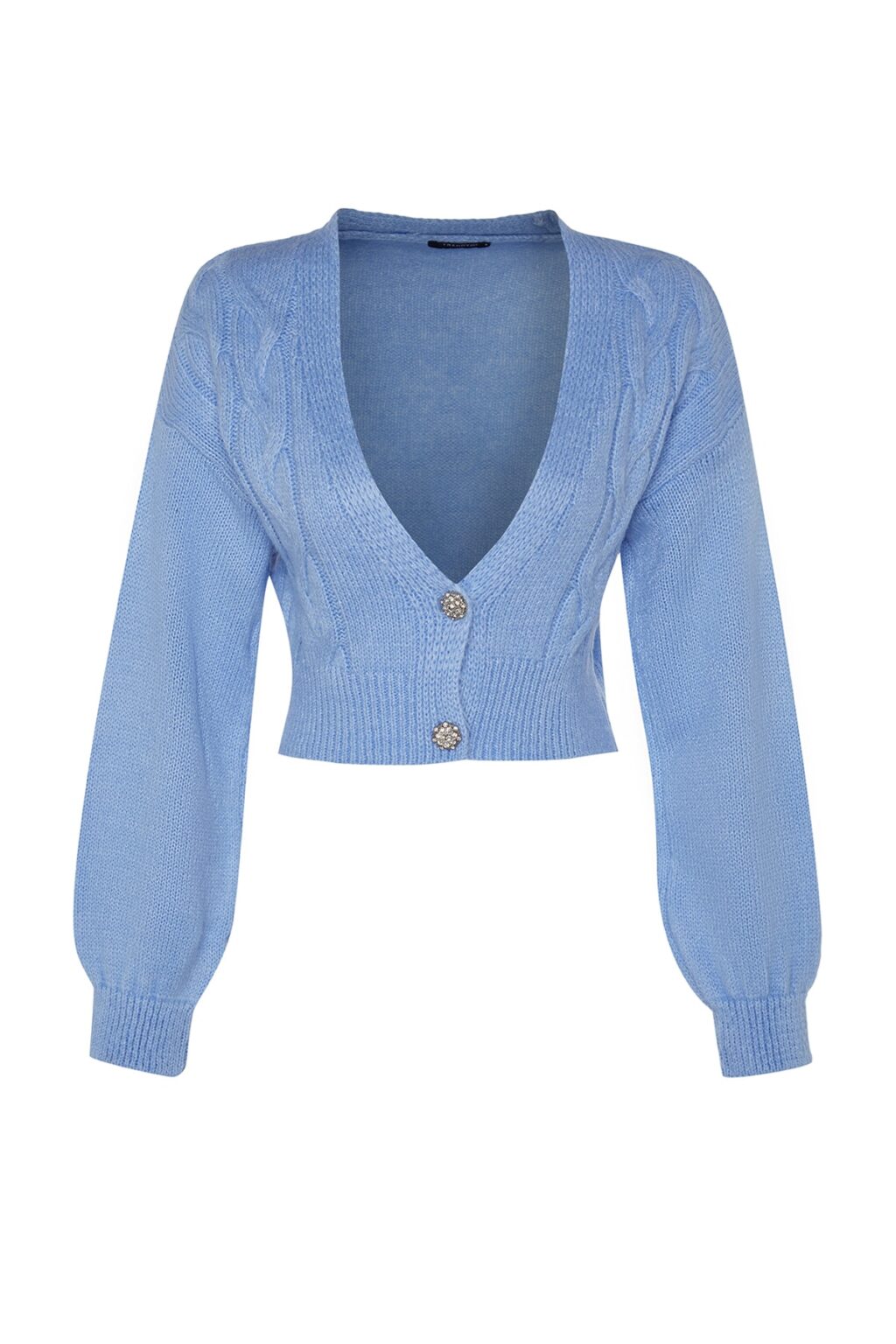 Trendyol Türkiz Crop puha texturált kötöttáru Cardigan