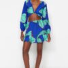 Trendyol Underwater Patterned Woven 100% Cotton Blouse and Skirt Suit