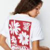 Trendyol White 100% Cotton Back Printed Oversize/Wide Fit Crew Neck Knitted T-Shirt