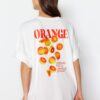 Trendyol White 100% Cotton Front and Back Printed Oversized/Wide Fit Crew Neck Knitted T-Shirt
