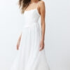 Trendyol White A-Line Lined Corset Detailed Woven Tulle Elegant Evening Dress