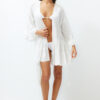 Trendyol White Belted Mini Woven Ruffle Beach Kimono&Caftan