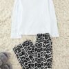 Trendyol White-Black Leopard Patterned Knitted Pajama Set