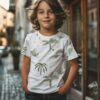 Trendyol White Boy Palm Patterned Regular Fit Short Sleeve Knitted T-Shirt