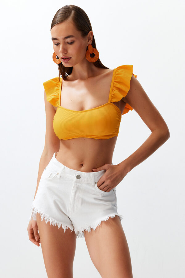 Trendyol White Denim Tassel Beach Shorts