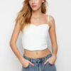 Trendyol White Fitted Crop Adjustable Strappy Crepe Knit Bustier