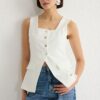 Trendyol White Fitted Square Collar Thick Strappy Woven Vest