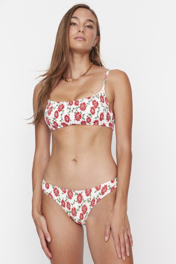 Trendyol White Floral mintás Gype Bikini alsó