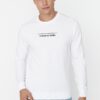 Trendyol White Men's Regular/Regular Cut Crew Neck Long Sleeved Cotton Sweatshirt