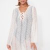 Trendyol White Mini Woven Tie Lace Beach Dress