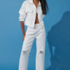 Trendyol White Oversize Denim Jacket