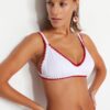 Trendyol White Stripe részletes bikini felső