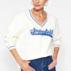 Trendyol White Thick Fleece Inner Tricot Tape Detailed V-Neck Oversized Knitted Sweatshirt