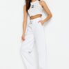 Trendyol White Waist Detailed High Derék Wide Leg farmer