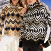 Trendyol Winter Essentials Black Wide Fit puha textúrájú mintás kötöttáru pulóver