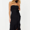 Trendyol Woven Elegant Evening Dress with Black Rose Accessories