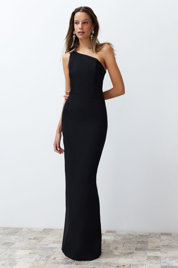 Trendyol Woven Long Evening Dress with Black Accessories