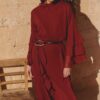 Trendyol X AI Burgundy Ruffle Detailed Woven Skirt