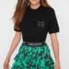 Trendyol X Sagaza Studio Black Knitted T-Shirt with Embroidery Detail