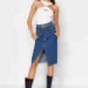 Trendyol X Sagaza Studio Blue Double Belt Detail Denim Skirt