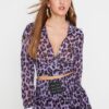 Trendyol X Sagaza Studio Purple Leopard Printed Chiffon Shirt