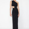 Trendyol X Zeynep Tosun Black Cut Out and Accessory Detailed Long Evening Dress & Graduation Dress