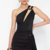 Trendyol X Zeynep Tosun Black Window Detailed Knitted Snake Accessory Bodysuit