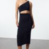 Trendyol X Zeynep Tosun Navy Blind Snake Accessory Detailed Simply Stylish Evening Dress