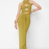 Trendyol X Zeynep Tosun Oil Green Cut Out Knitted Tie Detailed Evening Dress & Graduation Dress