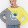 Trendyol Yellow Color Block Loose Thick Fleece Knitted Sweatshirt