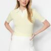 Trendyol Yellow Color Block Polo Neck Knitwear Blouse