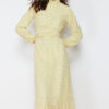 Trendyol Yellow Floral High Neck Waist Detailed Lined Chiffon Woven Dress