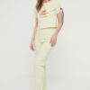 Trendyol Yellow Printed Stripe Knitted Pajamas Set