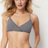 Trendyol fekete-fehér Gingham texturált háromszög bikini felső