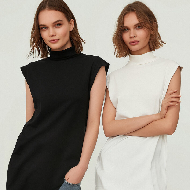 Trendyol fekete-fehér dupla csomag turtleneck tunika