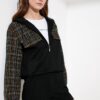 Trendyol fekete kapucnis Tweed Block Mont