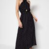 Trendyol fekete öves A-line maxi szőtt Halter Polka pöttyös szőtt ruha