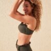 Trendyol fodros részlet Texturált magas derék bikini alsó