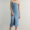 Trendyol jégkék hasított részletes midi farmer elegáns estélyi ruha