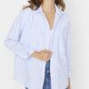 Trendyol kék csíkos zseb részletes oversize/crosssuit szőtt ing