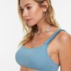 Trendyol kék fodros bikini felső