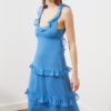 Trendyol kék fodros chiffon ruha