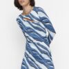 Trendyol kék mintás bodycon mini kötött ruha