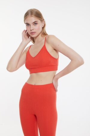 Trendyol narancs camisole kötött pizsama szett