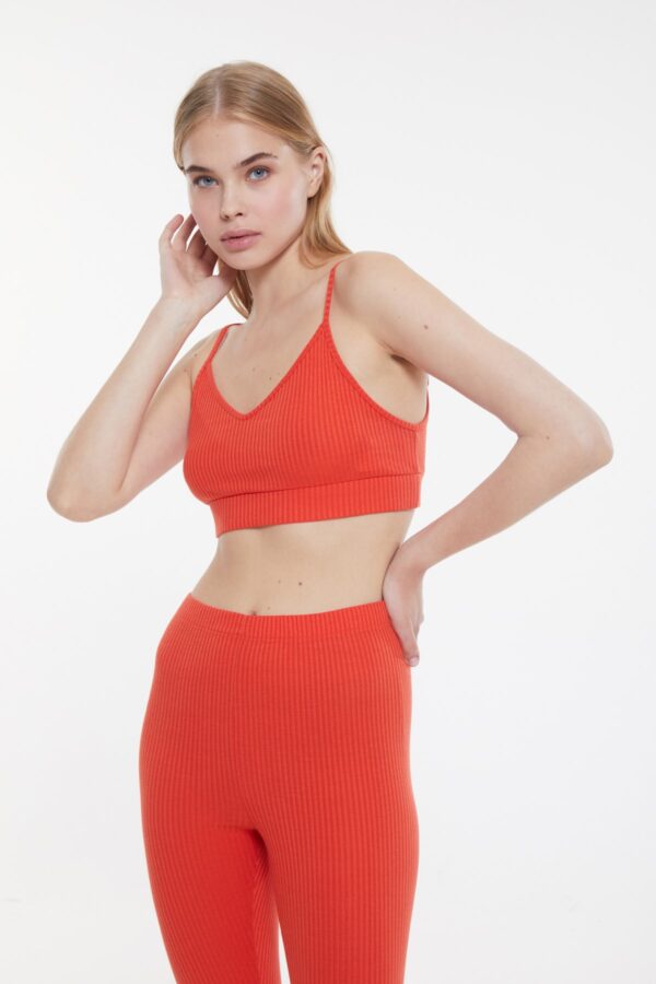 Trendyol narancs camisole kötött pizsama szett