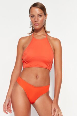 Trendyol narancssárga súlyzó nyakú dekoltázs bikini felső