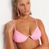 Trendyol rózsaszín aládrótozott paszományos bikini felső
