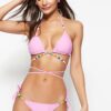 Trendyol rózsaszín gyöngyös normál bikini alsó kiegészítőkkel