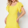 Trendyol sárga szoknya Frilly Woven Brode Back Detail Mini szőtt ruha