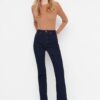 Trendyol sötétkék magas derekú bootcut farmer